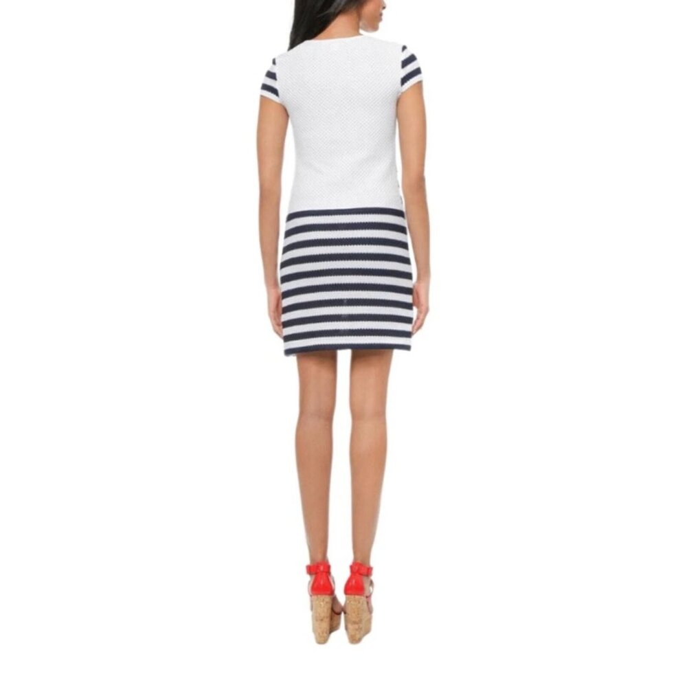 Diane Von Furstenberg Navy and White Stripe Suji Honeycomb Knit Dress NEW - Picture 6 of 9